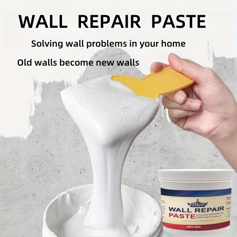 Quick Wall Repair Paste - White Putty for Hole and Crack Fixing - Prevents Fading, Long-Lasting Durability - Easy Application for Holes, Cracks, Dentures, and Other Drywall Damage - Mild Formula - Suitable for Walls - Wall Putty - Odorless, Gypsum Board
