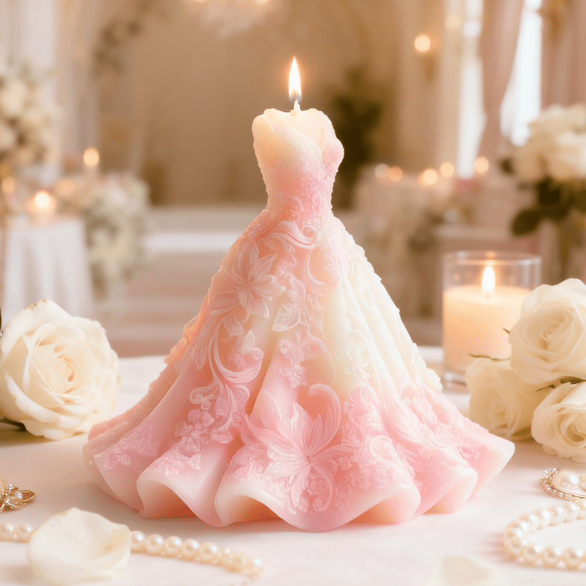 3D Wedding Dress Silicone Mold for Candle Making, Resin & Plaster Crafts - Reusable Lace Wedding Dress Demoldable DIY Mold, Irregular Shape for Wedding Candles, Romantic Handmade Gifts & Bridal DIY Projects