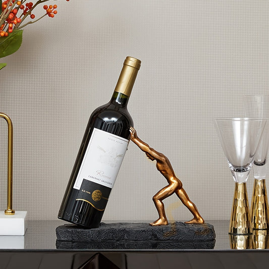 An Elegant European-Style Resin Figure Wine Rack - a Luxurious And Creative Design That Is Perfect for Home And Office Decor, Making It an Ideal Display for Bookshelves Or Entryways.
