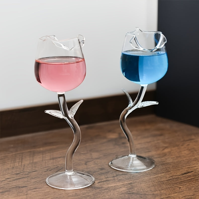 YUHUPHYLLIC Hand-Blown Glass Wine Cup with a Rose Design, Insulated, Reusable, Multifunctional, Suitable for Valentine'S Day, Christmas, And Halloween Decorations - Hand Wash Only.