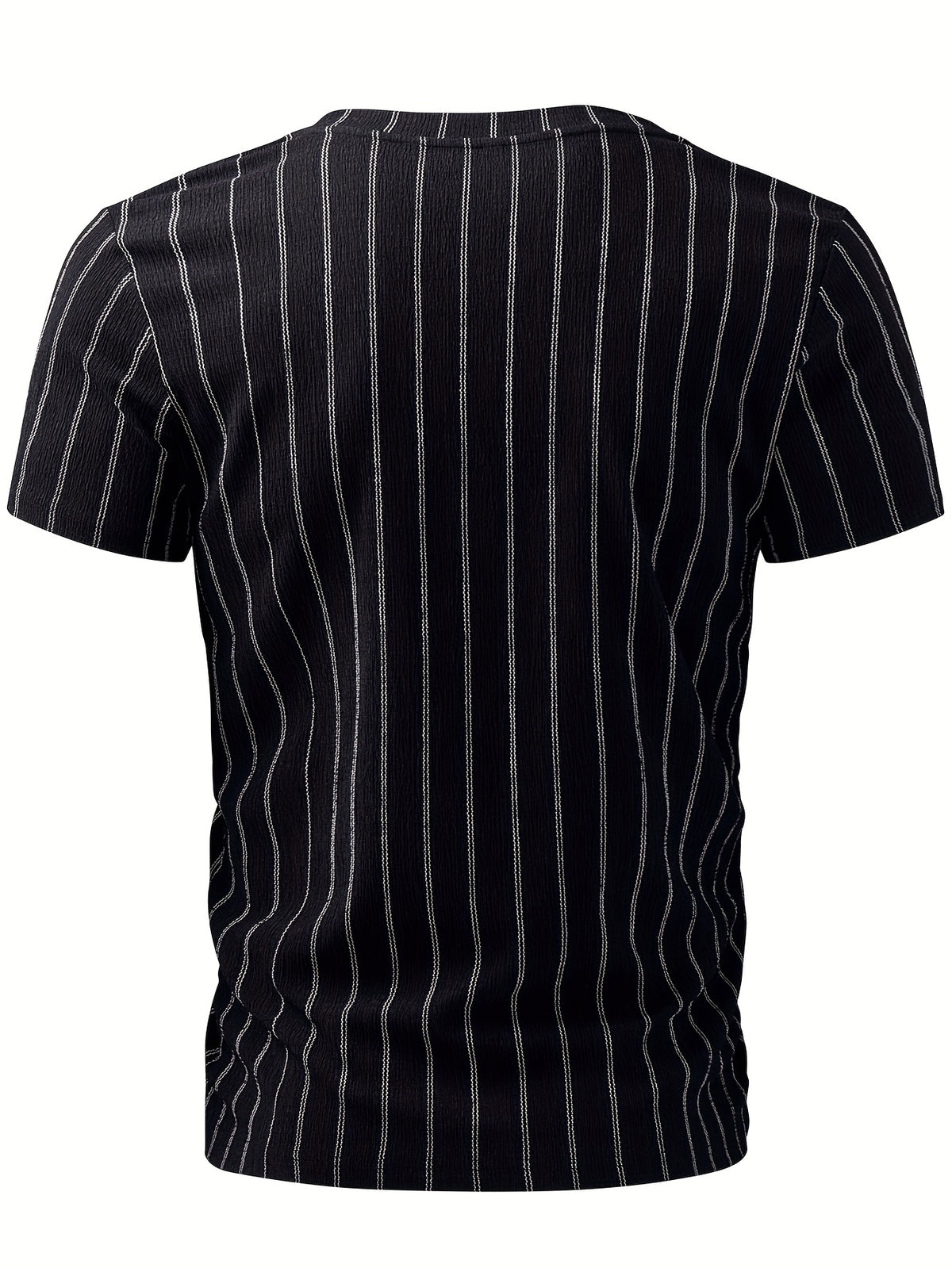 Men'S Textured V-Neck Short Sleeve Athletic Shirt - Soft, Stretchy, Casual Striped Design with Reinforced Stripes, Comfortable for Summer Outdoor Activitie