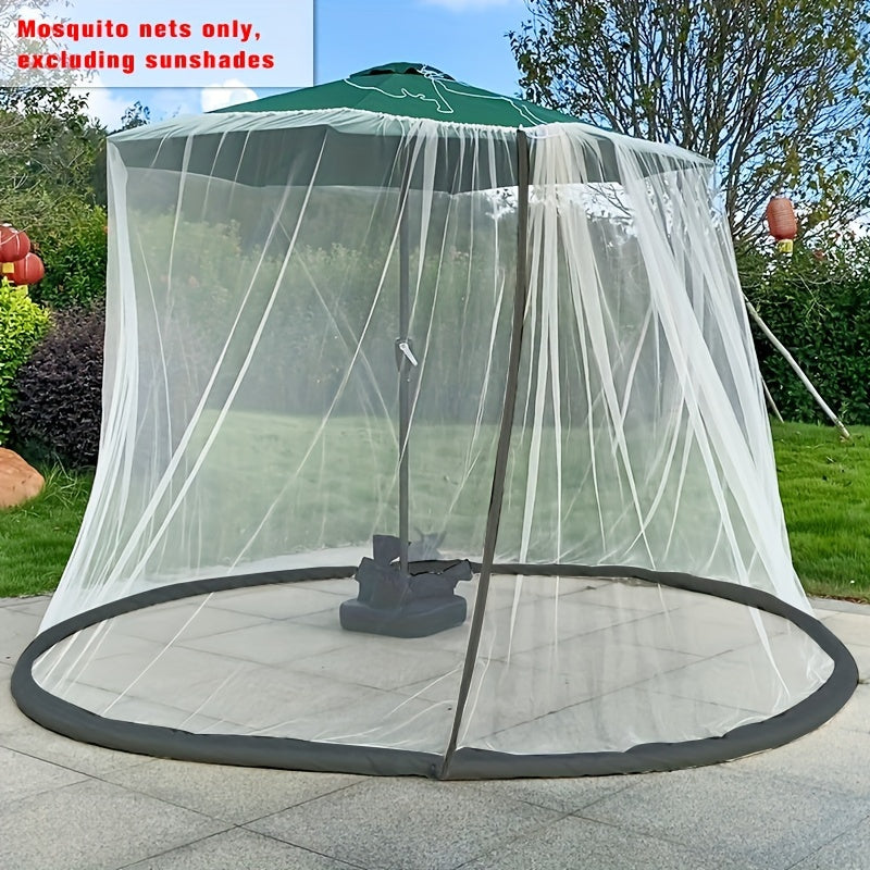 10-Foot (3.05m) Round Bohemian Outdoor Canopy Tent with Mosquito Net - Heavy-Duty Waterproof Black & White UV Shade, Insect-Proof Dome Shelter for Garden, Backyard, Camping, Poolside - Iron Frame & Polyester Fabric (No Poles Included)