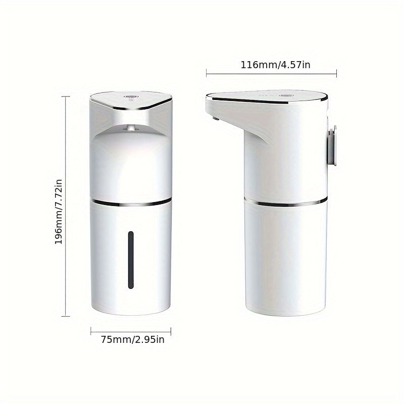 AS127 Automatic Hand Soap Dispenser - USB Rechargeable, Compact & Durable Plastic Design with Touchless Operation, White & Black for Bathroom or Kitchen Use, Kitchen Accessory, Modern Bathroom Accessory, Durable Plastic Body