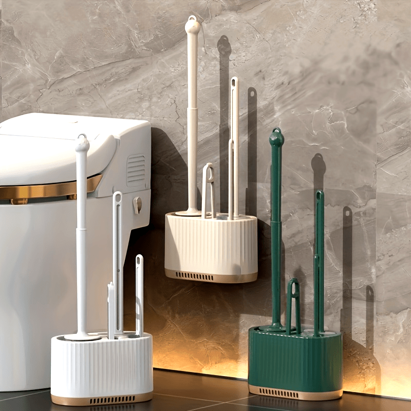 4pcs/set Toilet Brush Household No-Corner Wall Hanging Toilet Cleaning Brush Four-in-One Set Light Luxury Toilet Cleaning Brush with Storage Rack