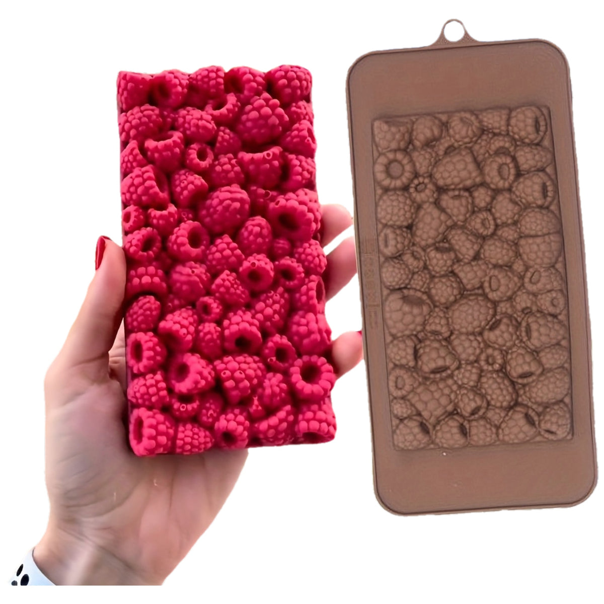 1/2 Raspberry Chocolate Silicone Mold Strawberry Fruit Pattern Chocolate Block Candy Mousse Dessert Cake Decorating Baking Tool Rectangular Handmade Wax Candle Drip Mold