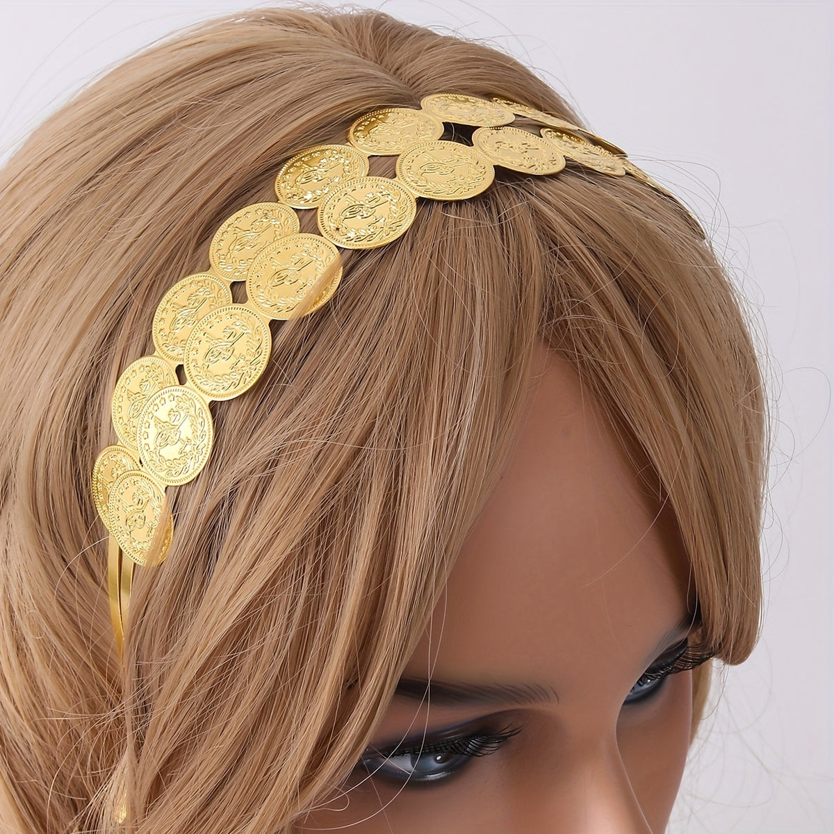 1pc Luxury Palace-Style Women'S Hair Accessory - Turkish Coin Design with Golden-Tone Metallic Finish, Vintage Wedding Party Headpiece for Brides & Guests
