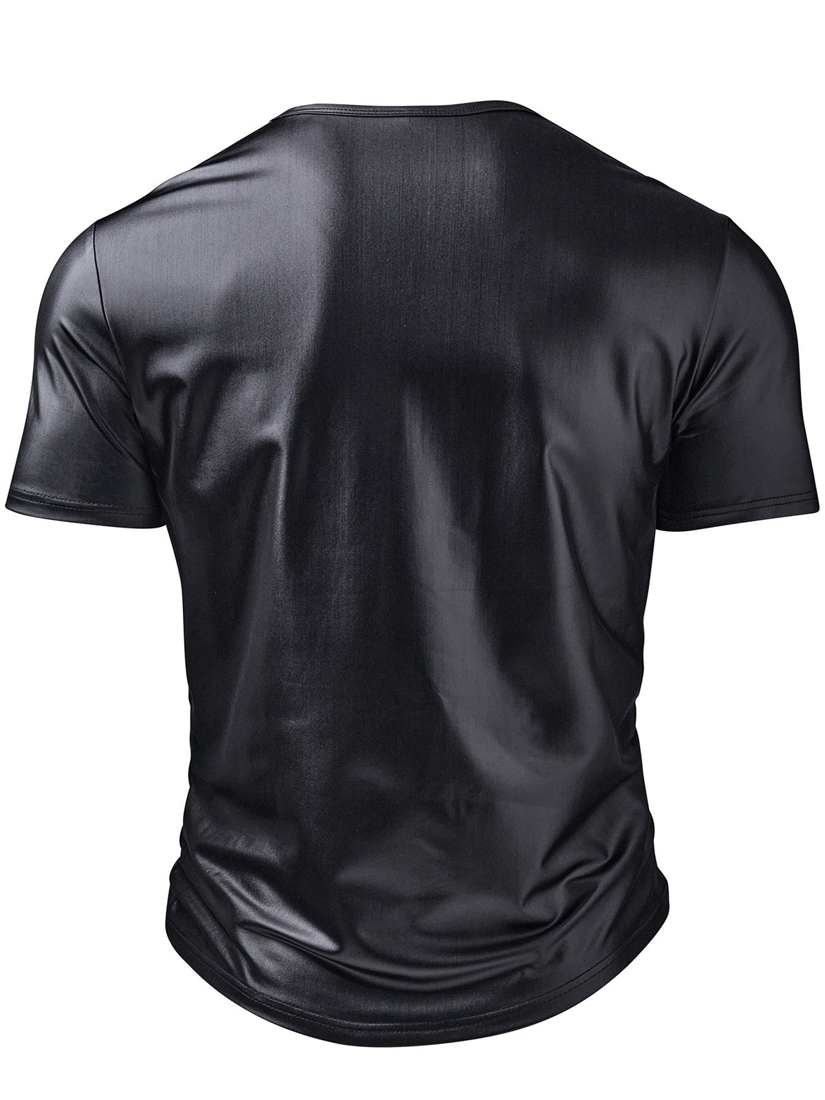 Men'S Stylish Black Henley Shirt - Casual Summer Short Sleeve with Zipper Detail, Stretch Knit Fabric, Regular Fit Henley Neckline, Smooth Fabric for Casual Attire