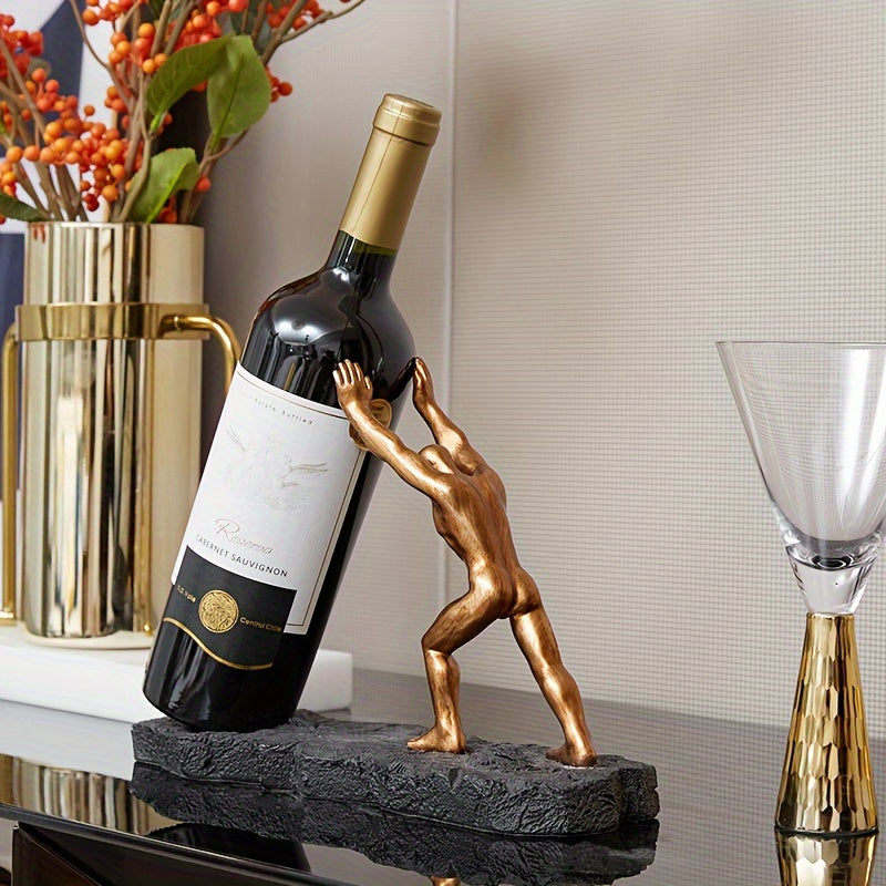An Elegant European-Style Resin Figure Wine Rack - a Luxurious And Creative Design That Is Perfect for Home And Office Decor, Making It an Ideal Display for Bookshelves Or Entryways.