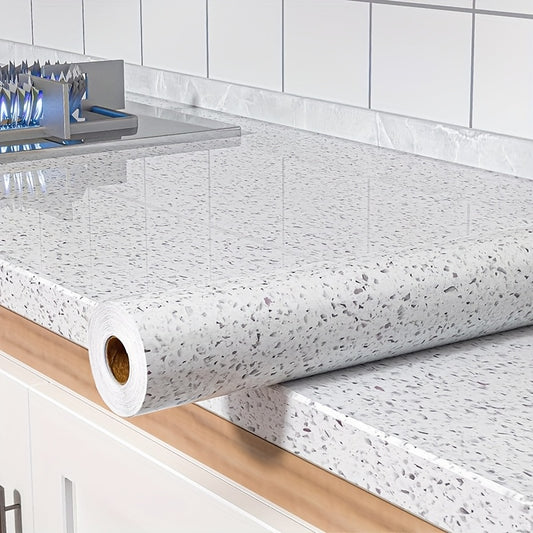 of White Marble Contact Paper - Easy Peel & Stick Waterproof Vinyl Wallpaper, 39.88cm x 299.72cm for Kitchen Cabinets, Tabletops & Furniture Renovation, Bohemian Style with Sparkling Vein Design, Marble Wallpaper, Kitchen Countertop Decoration, Modern Ki