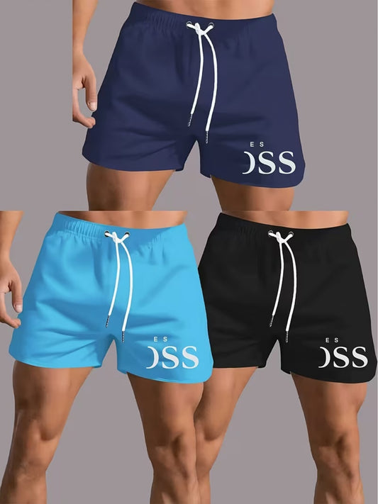 Men's Summer Casual 3pcs Set: Swimming Shorts, Fashionable Sports Surfing Shorts, Breathable Quick-Dry Swim Shorts, Outdoor Sports Running Shorts, Men's Casual Beach Shorts (3pcs)