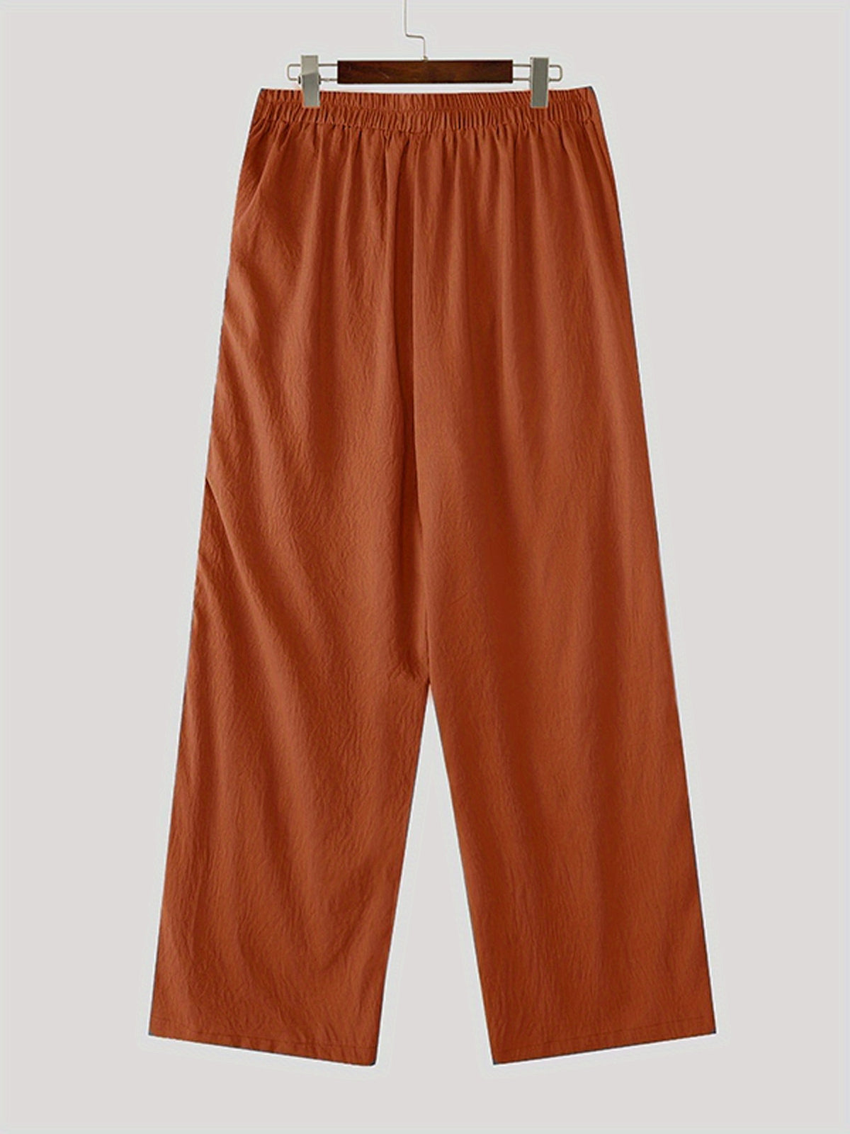 INCEURN Men'S Pants with a Solid Color, Gathered Layered Style, Casual Straight Leg Design for a Street Hippy Look