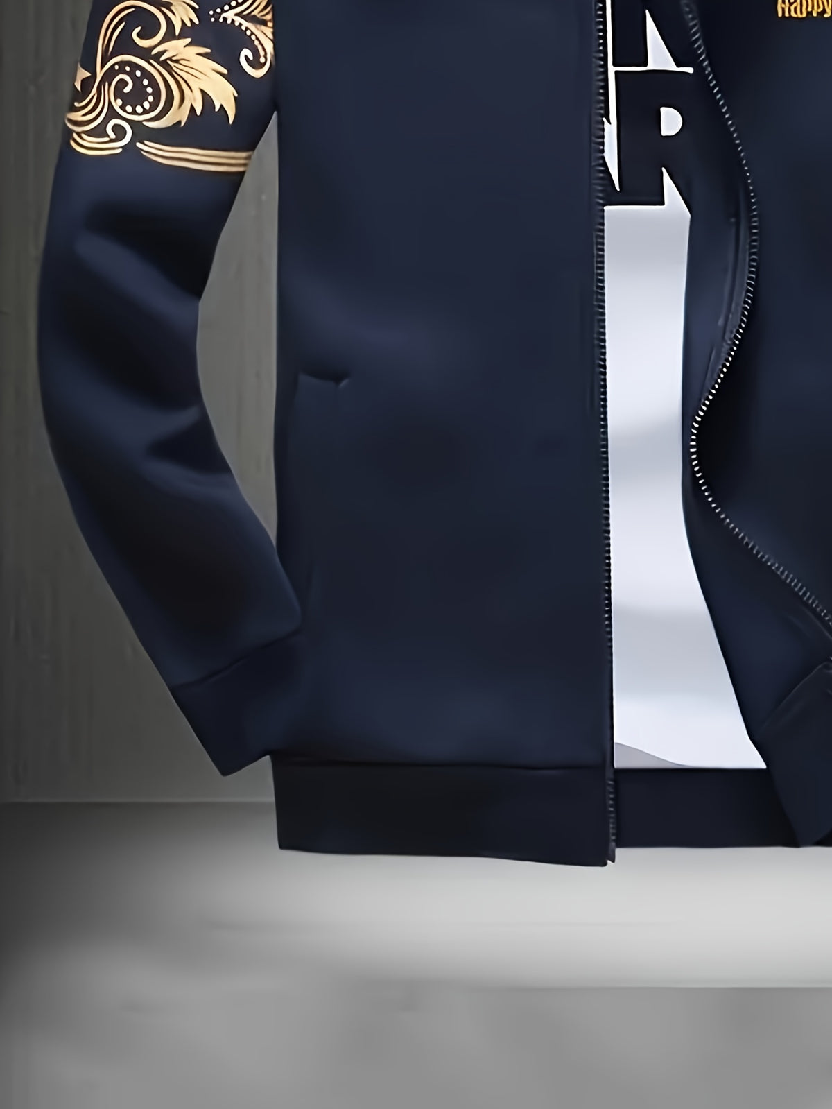 Spring and Autumn Style Men's Zip-Up Cardigan Sportswear Set
