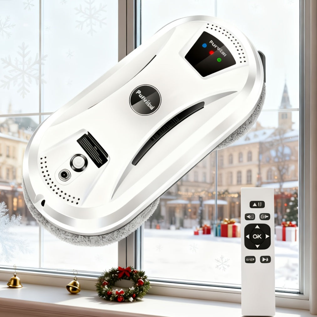 PuRuiKai 02 Smart Remote-Controlled Window Cleaning Robot | Rechargeable Battery, Dual Power Mode, Battery Capacity, 65dB Noise Intensity