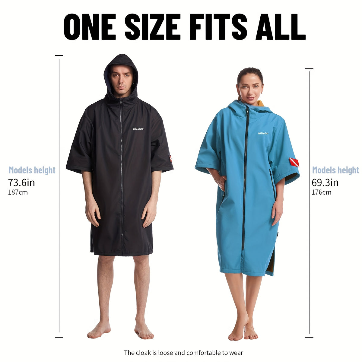 HiTurbo Outdoor Changing Towel Robe, Quick Drying Bathrobe with Hooded, Comfortable Cloak with Zipped Pockets, Suitable for Beach, Home, Bathroom, Camping, Surfing.
