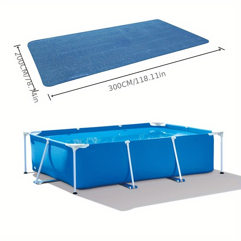1pc Round/Square Solar Thermal Blanket, Suitable for 3.05/3.66/4.57meter Heavy-Duty Floating Spa and Trimmable Hot Tub Bubble Cover, Ideal for & In-Ground Pool Heating, Blue, Hot Tub Accessories, Pool Temperature Maintenance, Textured Surface Cover, Refl