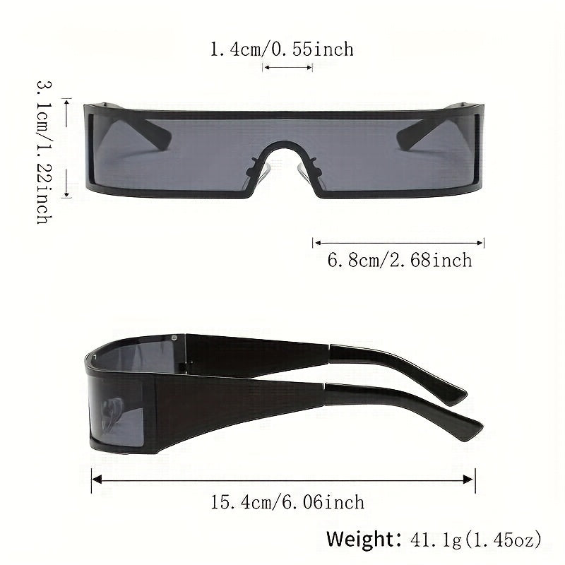 2pcs New Women's Metal Y2K Wrap-around Frame Glasses, Cyberpunk Style Couple Future Fashion Eyewear and Holiday Accessories, Couple Matching Accessories, Fashion Accessory, Metal Frame Eyewear, Decorative Glasses, Geometric Frames, Metal Construction, Ha