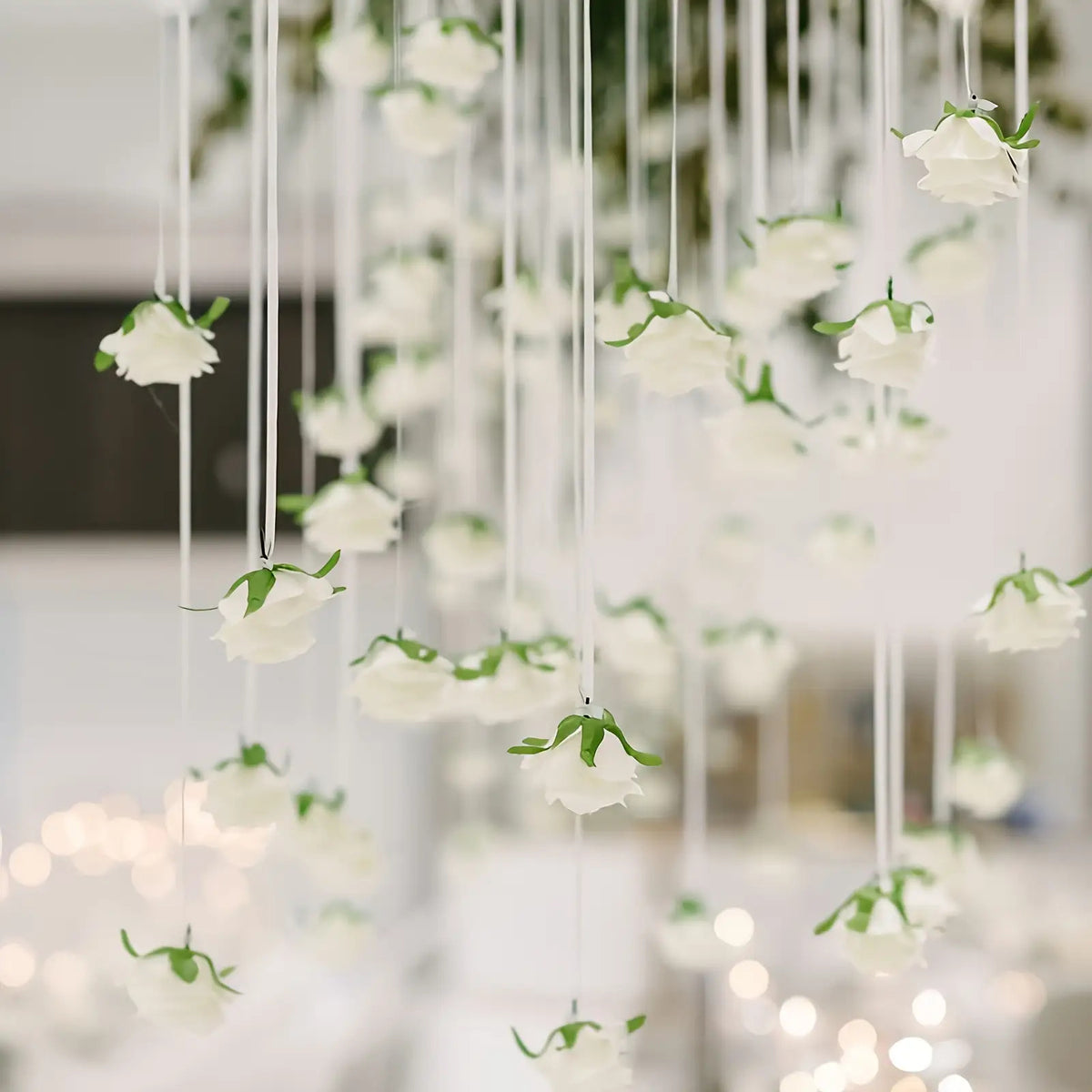 111pcs Elegant White & Pink Rose Waterfall Wreath Set with 100 Artificial Roses, 1 Transparent Rope & 10 Adhesive Hooks - Soft Layered Petals, Durable Plastic Flowers For Weddings, Bridal Parties, Birthdays, Valentine'S Day Decorations - Easy To Han