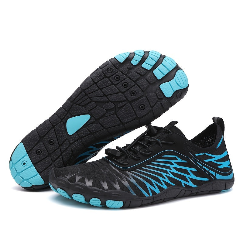 Quick-Dry Aqua Sneakers for Men - Breathable with Non-Slip Rubber Sole for Surfing, Swimming, Beach Tennis & Volleyball - Versatile All-Season Footwear in Gray, Black