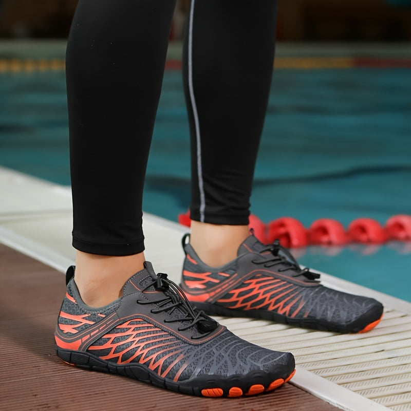 Quick-Dry Aqua Sneakers for Men - Breathable with Non-Slip Rubber Sole for Surfing, Swimming, Beach Tennis & Volleyball - Versatile All-Season Footwear in Gray, Black