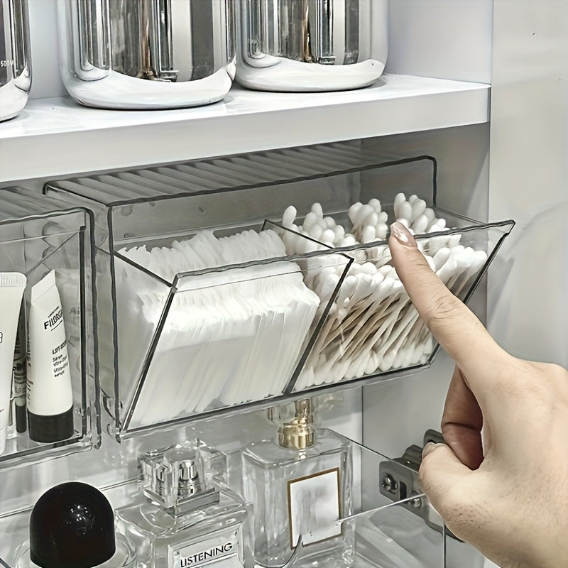1pc cosmetic storage box, bathroom wall cosmetic  storage box, wall-mounted storage box, acrylic  swab box, bathroom hairpin rack, cosmetic storage box.