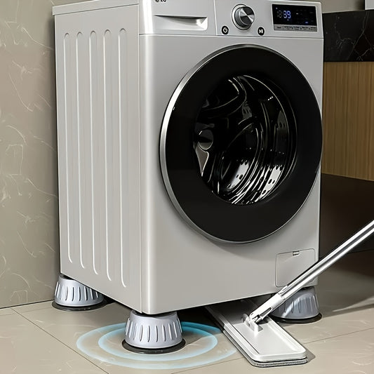 4pcs Heavy-Duty Anti-Vibration Washing Machine & Refrigerator Stabilizers - Non-Slip Shockproof Feet with Grey Plastic & Metal Construction, Appliance Levelers for Front-Load Washers, Top-Load Dryers, Fridge - Noise & Stability, Easy Installation, Suitab