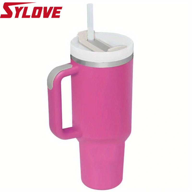SLOVE 40oz Stainless Steel Tumbler With Handle And Straw, Insulated Sports Water Bottle For Men And Women, Keep Warm Or Cold, Coffee Cup - Perfect Gift