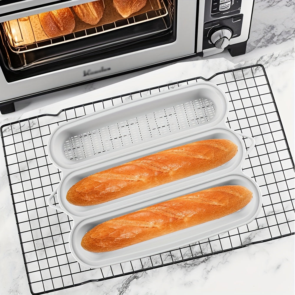 French-Style Silicone Bread Bakeware - Elliptical Loaf Pan for Artisan Breads, Challah & Christmas Bread Baking, Non-Stick Easy Release for & Professional Ovens