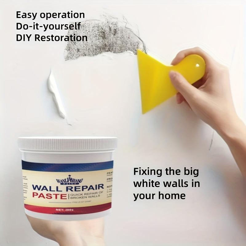Quick Wall Repair Paste - White Putty for Hole and Crack Fixing - Prevents Fading, Long-Lasting Durability - Easy Application for Holes, Cracks, Dentures, and Other Drywall Damage - Mild Formula - Suitable for Walls - Wall Putty - Odorless, Gypsum Board