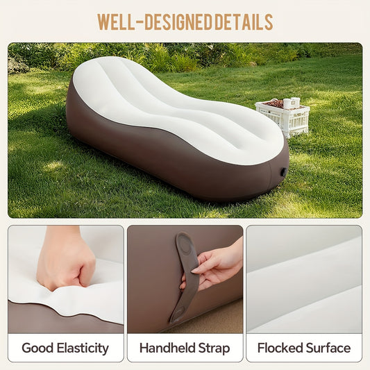 1pc Extra Long Air Mattress with 45.72cm Raised Design - Heavy-Duty Inflatable Sofa Bed, 149.69 KG Capacity, Easy Setup & Storage, Portable Air Bed for Camping, Home, Guest Room, Dorm - Luxury Mattress for Adults &, Air Mattress For Sleeping