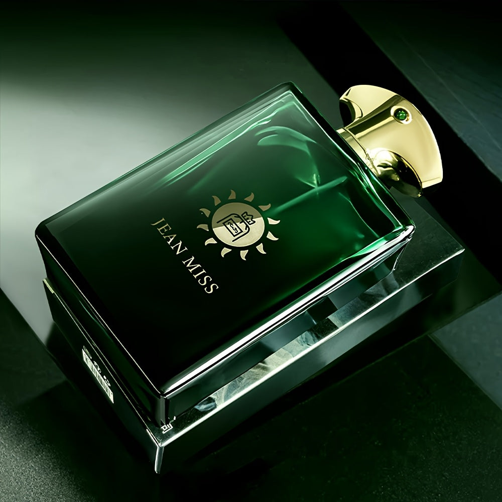 Green Gemstone Sunflower Men'S Cologne Perfume - Natural Wood & Ocean Scent, Long-Lasting Fragrance, Elegant Design with Golden Accents, Perfect for Casual or Formal Occasions, Ideal Gift for Him, Cologne Accessories