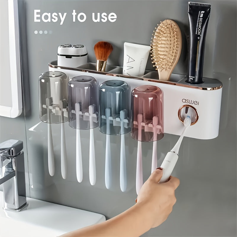 4 wall mounted cups, available in the bathroom