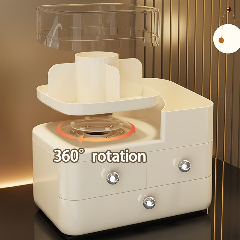 3-Tier Large Capacity Cosmetic Organizer - Portable Makeup Box with Drawers, Durable Plastic Design Suitable for Vanity, Bathroom & Desktop - Lipstick, Skincare, Brush Storage, Sturdy Structure, Smooth Surface, Metal Knobs, Bathroom Storage Cabinet, Bath