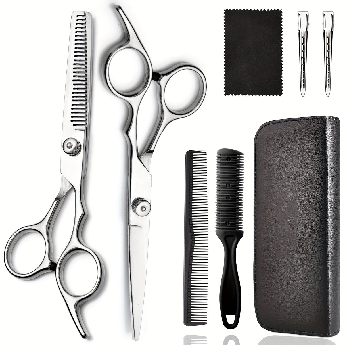 8 PCS Hair Cutting Scissors Kit, Professional Barber Shears Set With Hair Scissors Thinning Shears, Haircutting Sheers Hair Cut Blending Salon Scissor For Men Women Pet