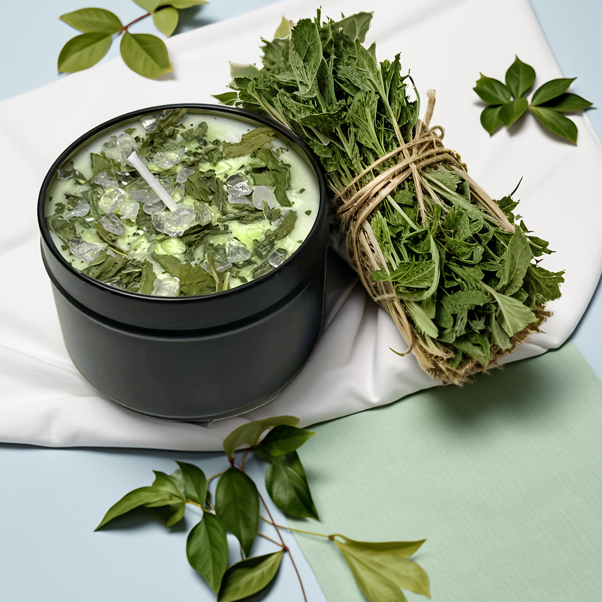 Soy Wax Mint Candles with White Stones & Fresh Mint Aroma - Long-Lasting Burn, 100g/3.52oz for Home Decor, Bedroom, Kitchen, Holiday Gifts, Soy Wax for Candle Making, Bedroom Aroma, Decorative Candle, Elegant Packaging, Decorative Accents, Durable Contai