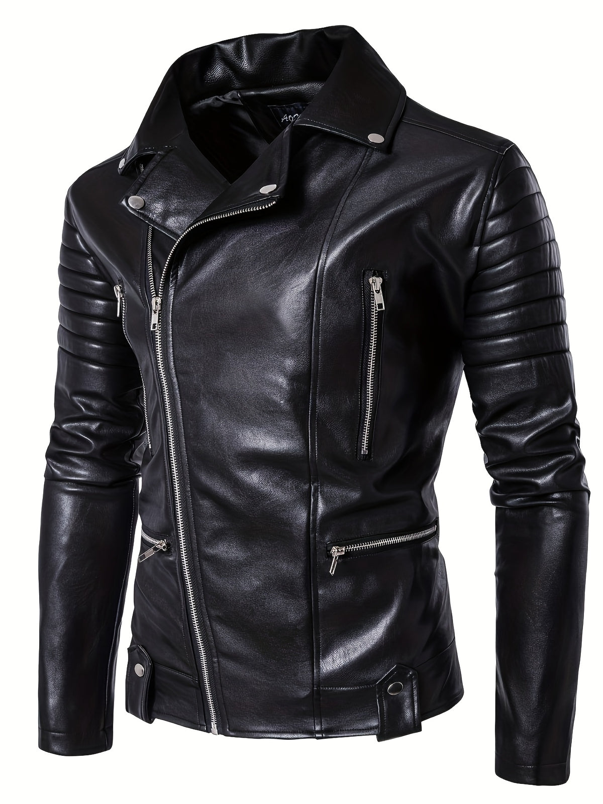 Men's Motorcycle Jacket - Slim Fit Heavy-Duty Biker Coat with Full-Zip Closure, Stand Collar & Zippered Pockets - Windproof Motorcycle Riding Jacket for Men (Black) - Ideal for Casual & Formal Wear - Easy-Care Lining - Long Sleeve Soft Shell Jacket with