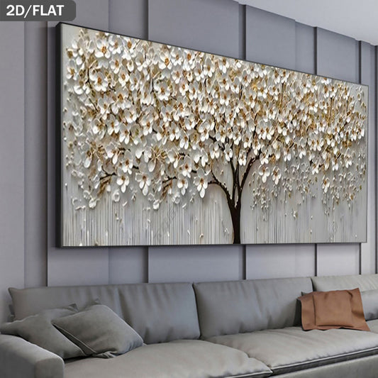 Frameless Canvas Print of a Cherry Blossom Tree, Measuring 39.37 by 78.74 Inches (100 by 200 Cm), Perfect for Modern Wall Decor in Living Rooms And Bedrooms.