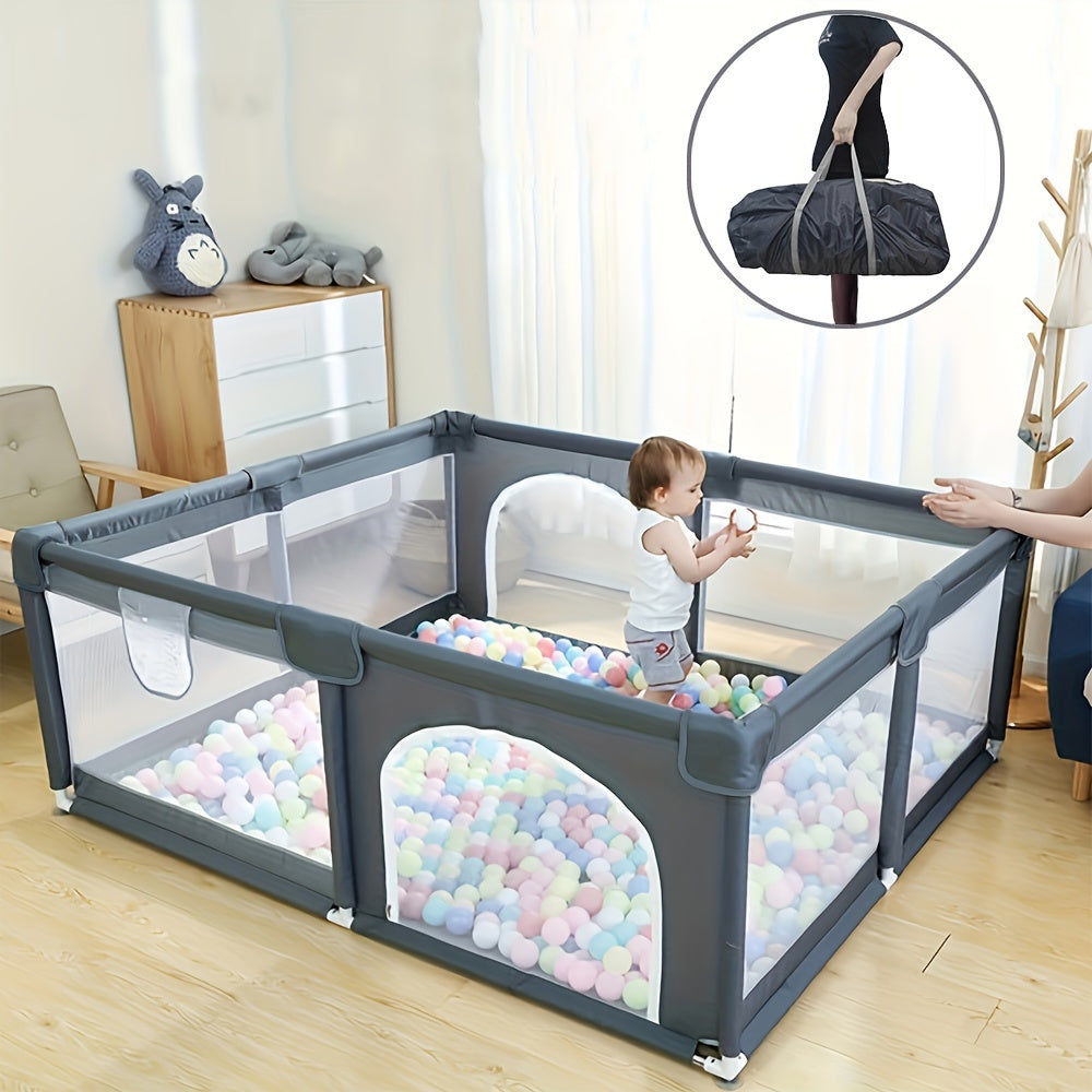 LSAV Extra Large 119.38cm x 119.38cm x 58.42cm Youngsters Activity Center & Playpen - Full Grid Design, Safety Non-Slip Stainless Steel Frame, Indoor/Outdoor Use, Portable with Carry Handles, Gray - Perfect Holiday Gift for Youngsters, Portable Play Area