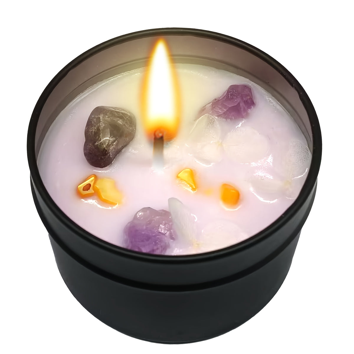 Crystal Aromatic Candle, Premium Soy Wax with Lavender & More Scents, Embedded with Watercrystals and Petal Home Decor – Perfect Valentine's Day or Mother’s Gift for Friends/Girlfriends, Long-Lasting Indoor Fragrance Highlight Party Atmosphere New Year P