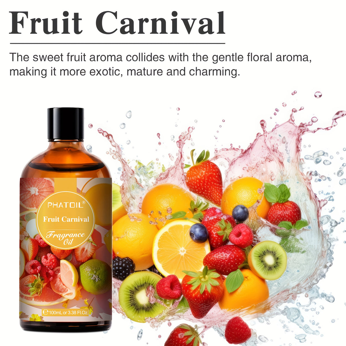 A Set of Three Essential Oils, 3.38 Ounces Each, with a Total Volume of 300Ml - Coconut Vanilla, Fruit Fiesta, Champagne Grape, And Rose.
