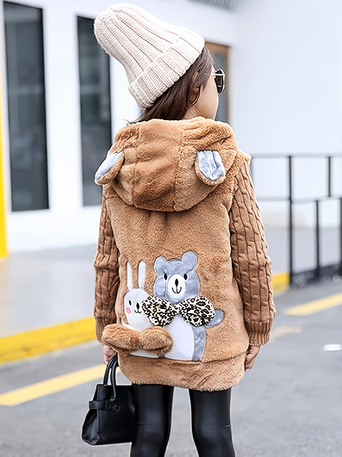 Girls' Autumn and Winter Fashion Hooded Embroidery Jacket Thickened Warm Coat