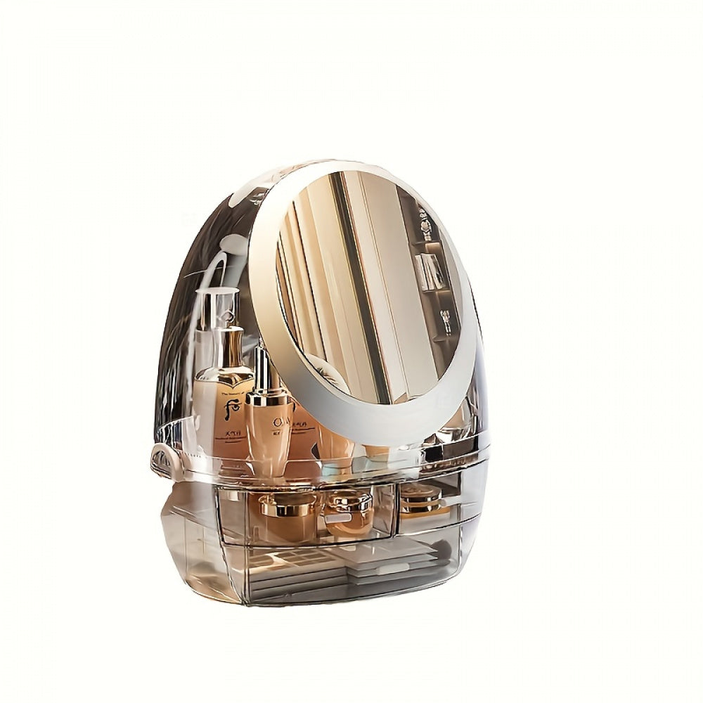 New multi-functional cosmetic storage box, transparent drawer- elegant white Golden design, dust-proof cosmetic organizing box with top display shelf, Skincare Storage, Makeup Storage, Sleek Organizer, Stylish Storage, Durable Plastic, Display