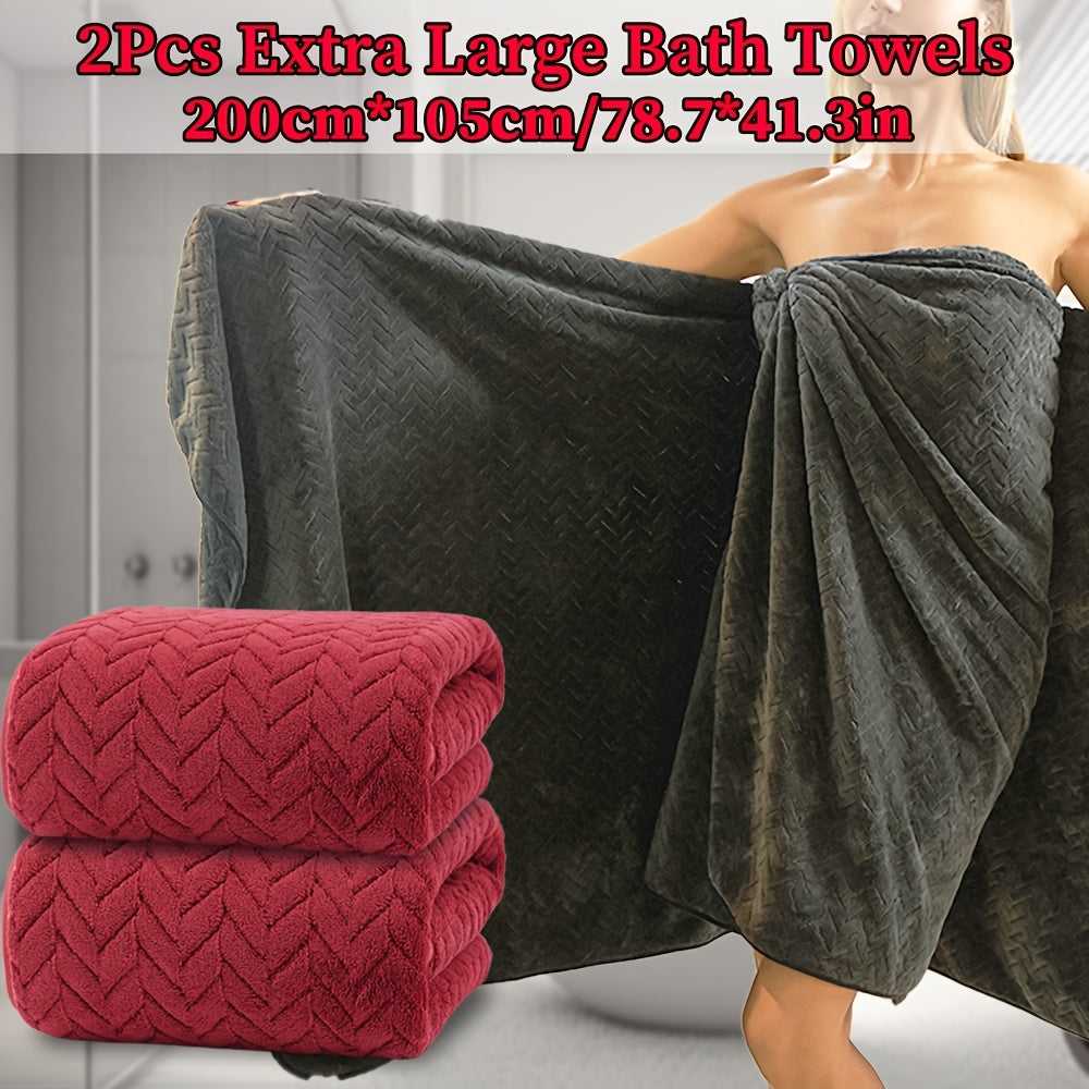 2pcs Extra Large Bath Sheets Set 200Cm*105Cm/78.7*41.3In, Extra Large Bath Towel, Microfiber Material, Soft And Comfortable with Good Absorbency, Suitable for Bathroom Shower, Hotel, Camping Blanket, Sauna, Multi-Color Optional, Wash Cloths