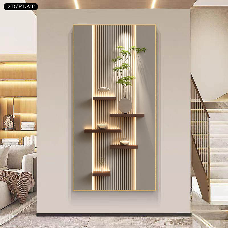 1pc Extra Large Modern Minimalist Vertical Slatted Wall Art - & Brown Neutral Tones, Frameless Canvas Print for Living Room, Bedroom, Bedroom Artwork, Highquality Print, Decorative Painting