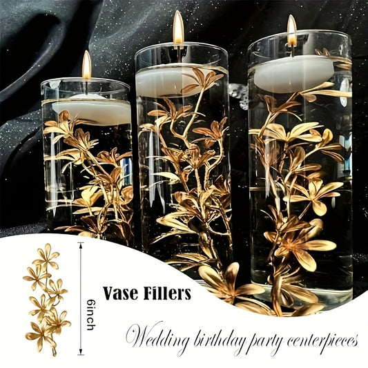 10pcs Artificial Floating Flowers for Candles, Golden Orchid Vase Filler, Floating Flowers for Centerpieces, Faux Flower Vase Filler for Wedding Table Party Home Decor Restaurant Decor, Restaurant Table Setting, Vase Filler Arrangement, Decorative