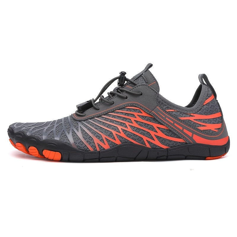 Quick-Dry Aqua Sneakers for Men - Breathable with Non-Slip Rubber Sole for Surfing, Swimming, Beach Tennis & Volleyball - Versatile All-Season Footwear in Gray, Black