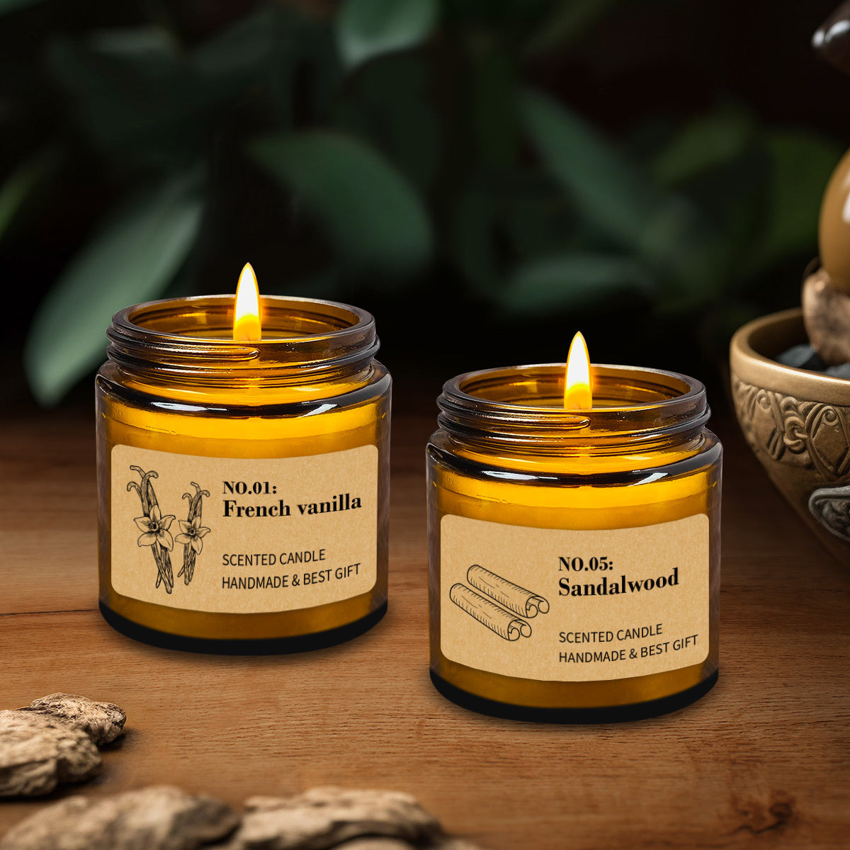 SEVEN MOONS Lavender Scented Candle - 3.5oz Soy Wax with Floral Lavender, Vanilla, Freesia & Jasmine Essential Oils, 20-Hour Burn Time, Glitter Accents, Round Glass Jar for Home Decor, Thanksgiving, Christmas, Halloween, Easter, Hanukkah, Candle Holder D
