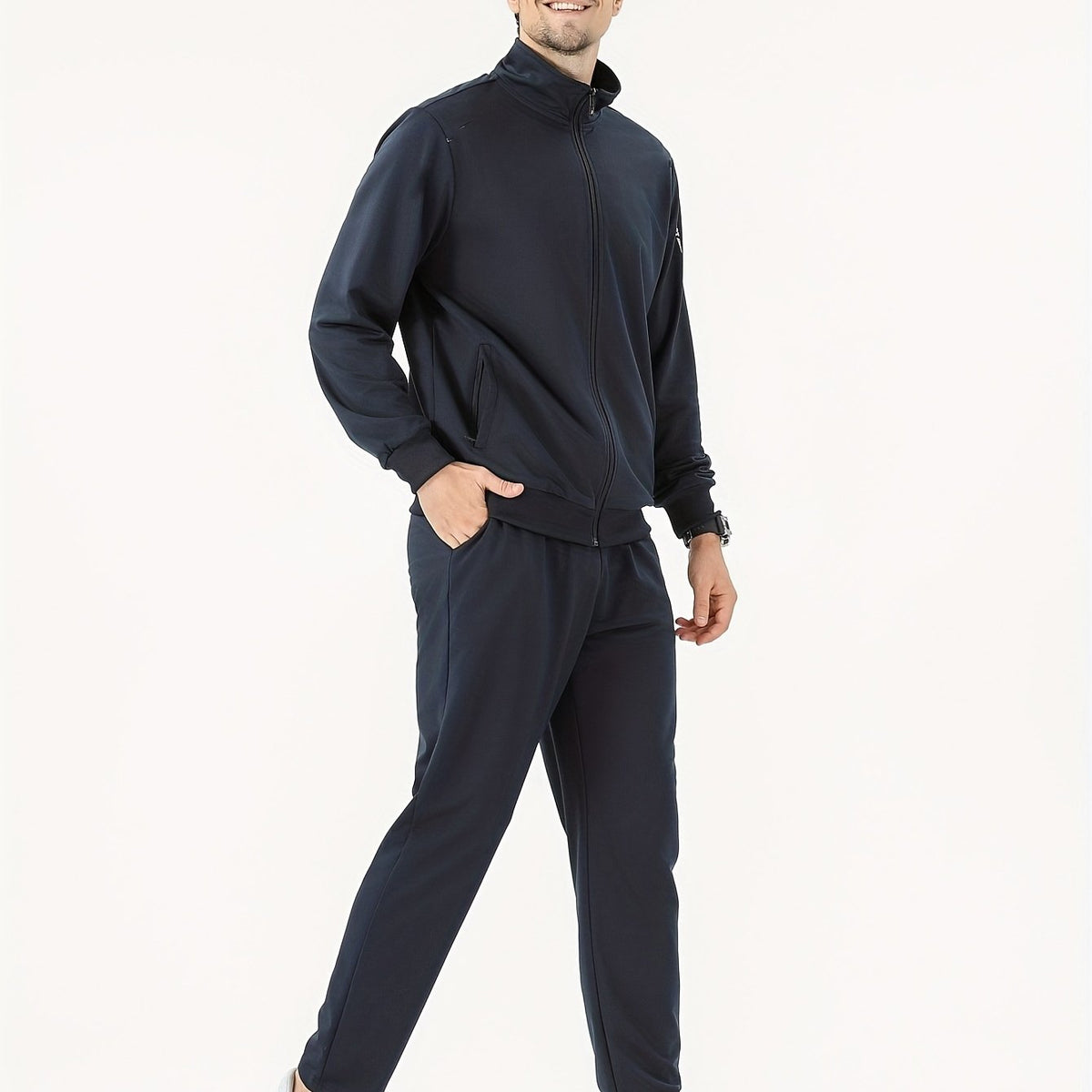 Two Piece Outfits For Men, Men Classic Design Zipper Up Jacket And Sweatpants Drawstring Pants