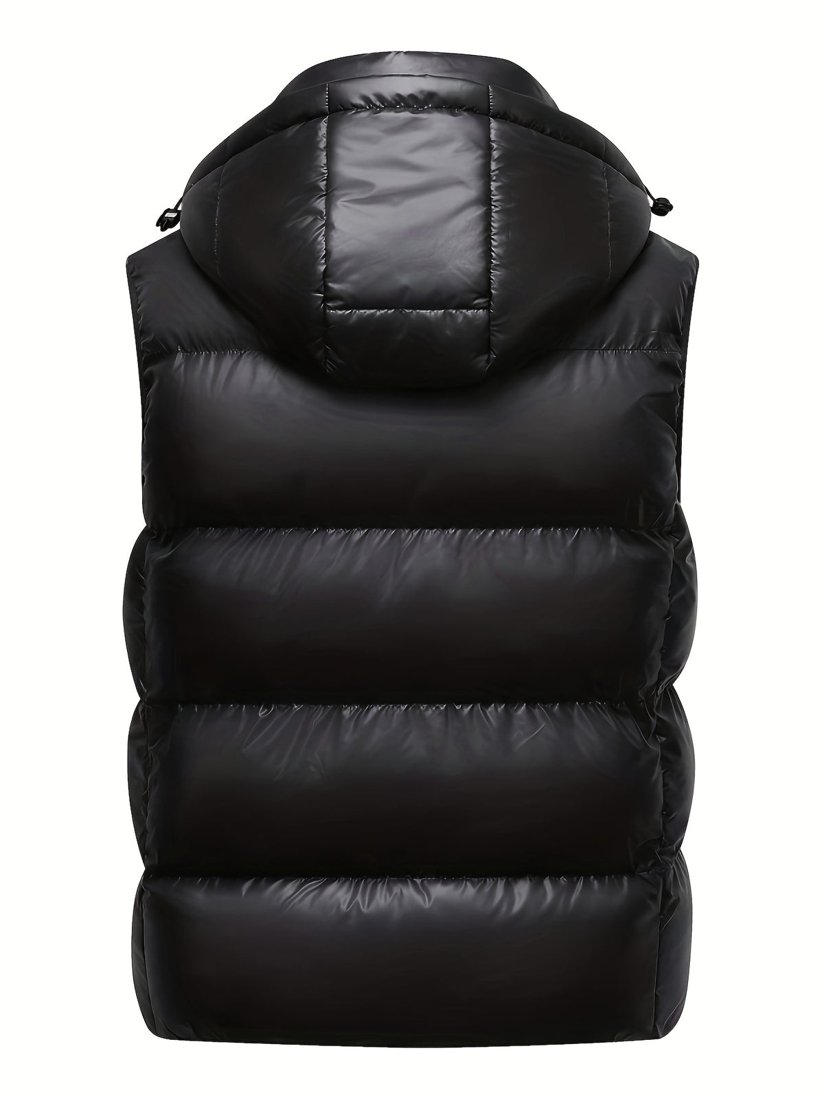 Men's Detachable Hooded Vest Jacket - Full-Zip Winter Coat with Padded Back, Machine Washable (No-Fill) for Layering, Outdoor & Casual Wear - Golden-Accent Logo (Compatible with Vests/Björk-like Outfits)