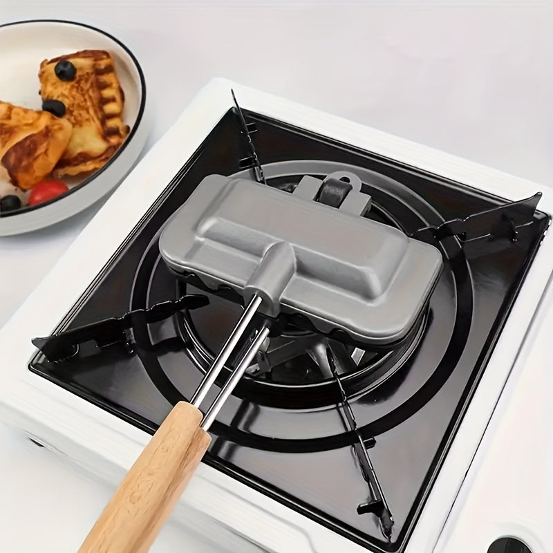 1pc Sandwich Frying Pan, Aluminum Baking Pan Flip Frying Pan, Sandwich Maker, Suitable For Grilled Cheese, Pancakes, Omelettes, Hot Dogs, Bread And Toast, Kitchen Gadget Cookware For Restaurants, Food Trucks