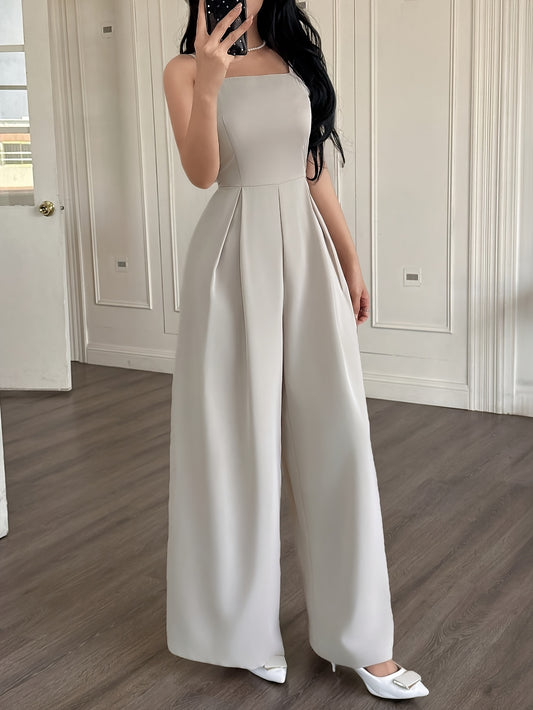 Wide-Leg Loose Solid Color with Ruched Design, Suitable for Summer Women'S Casual Wear